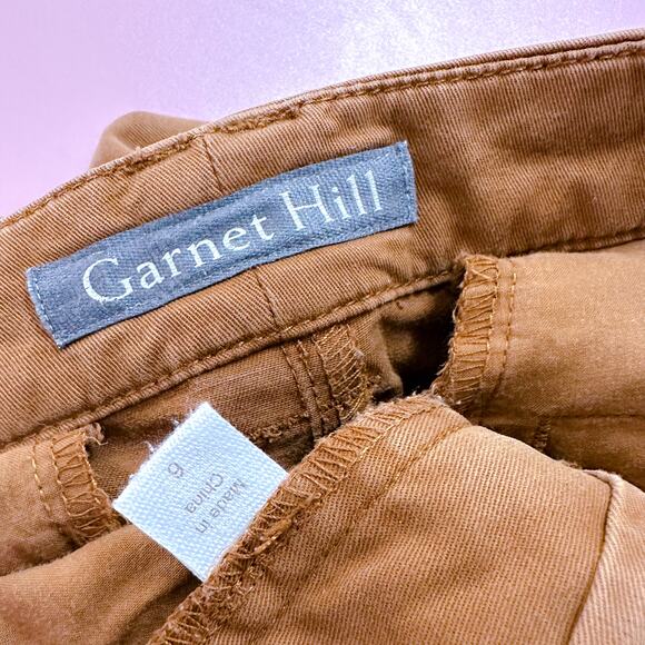 Garnet Hill Organic Cotton Chino Cropped Straight Leg Pants Camel Brown Size 6 - Picture 8 of 12